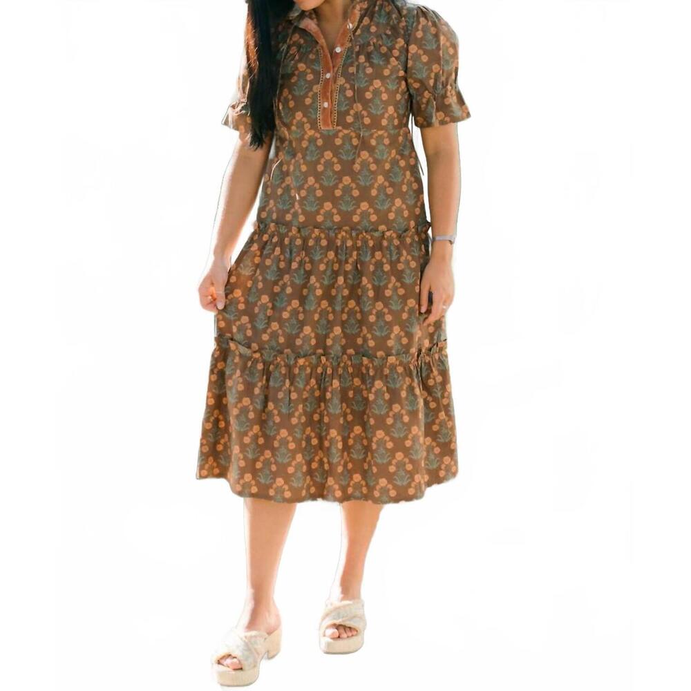 NEW MARIGOLD capri posy dress in maple